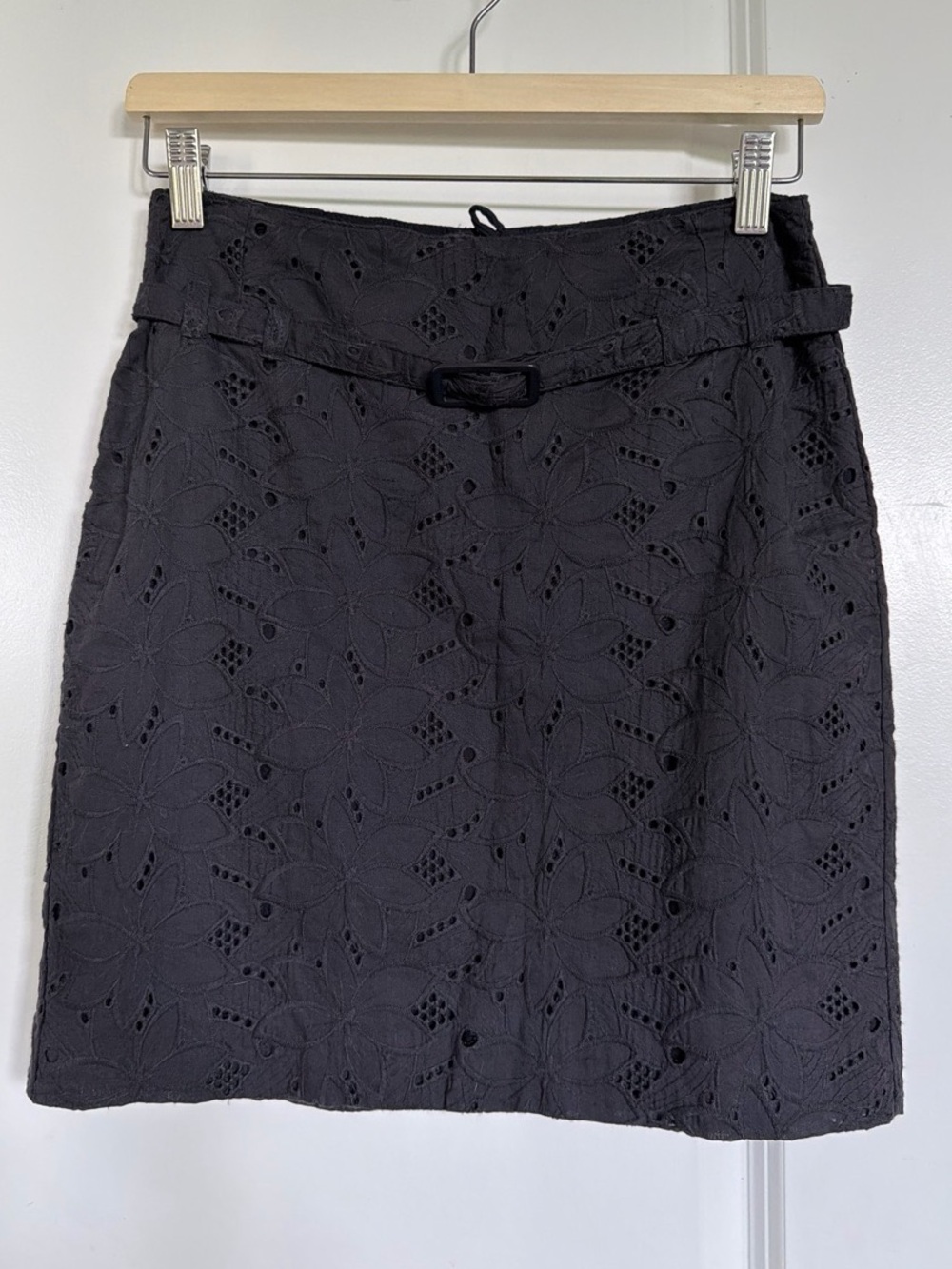 Black Eyelet Embroidered Mini Skirt Size 4